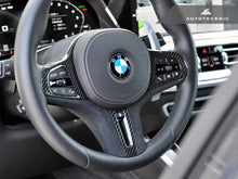 Load image into Gallery viewer, BMW F9x X3M / X4M Carbon Fiber Alcantara Steering Wheel Trim (Autotecknic)
