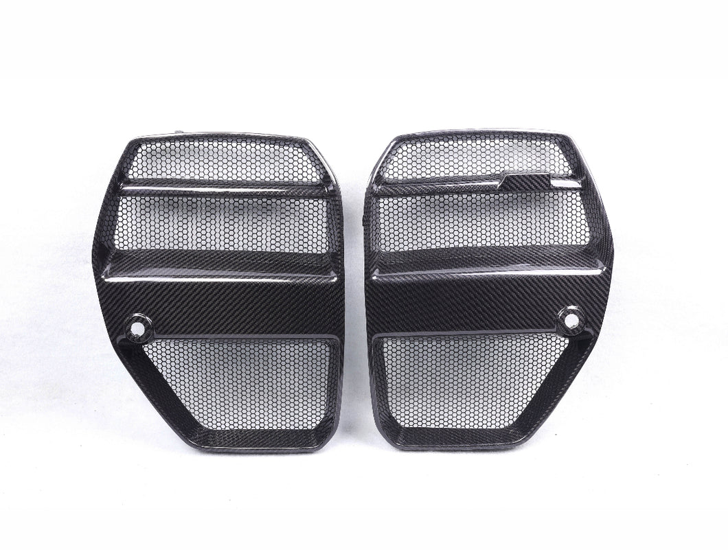 G8x BMW M3/M4 V Style Carbon Fiber Grills with Protective Mesh