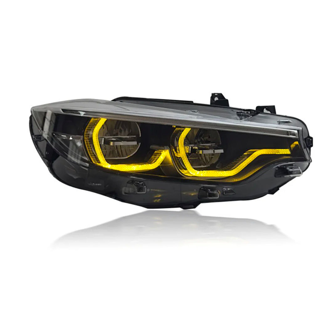 F8x BMW M3/M4 & F32 4 Series Coupe LCI2 Ikon Style Headlights W/ Switchable Yellow/White DRL's