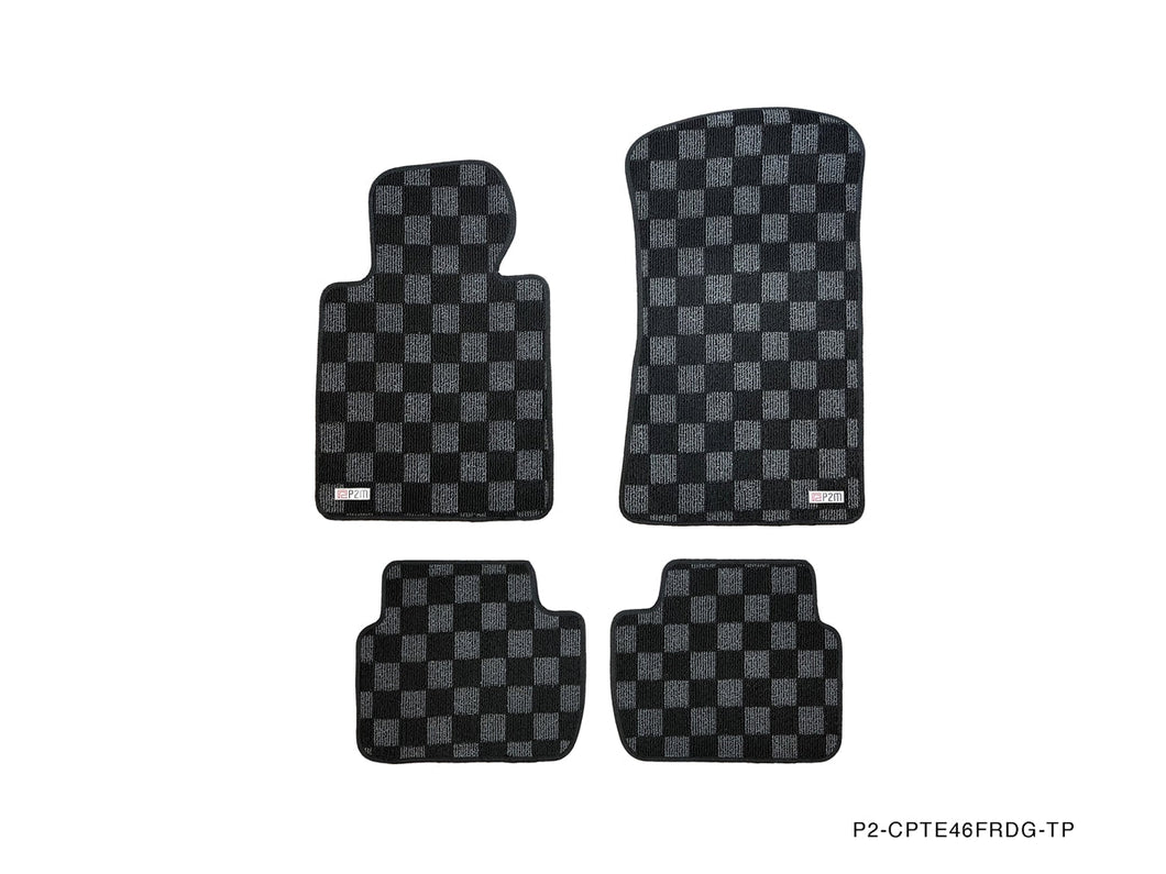 P2M BMW E46 1999-06 3-SERIES COUPE/SEDAN RACE FLOOR MATS : DARK GREY (FRONT/REAR)